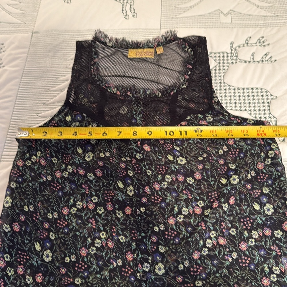 Princess Vera Wang Black Sleeveless Floral Tank Top-S - Picture 7 of 8